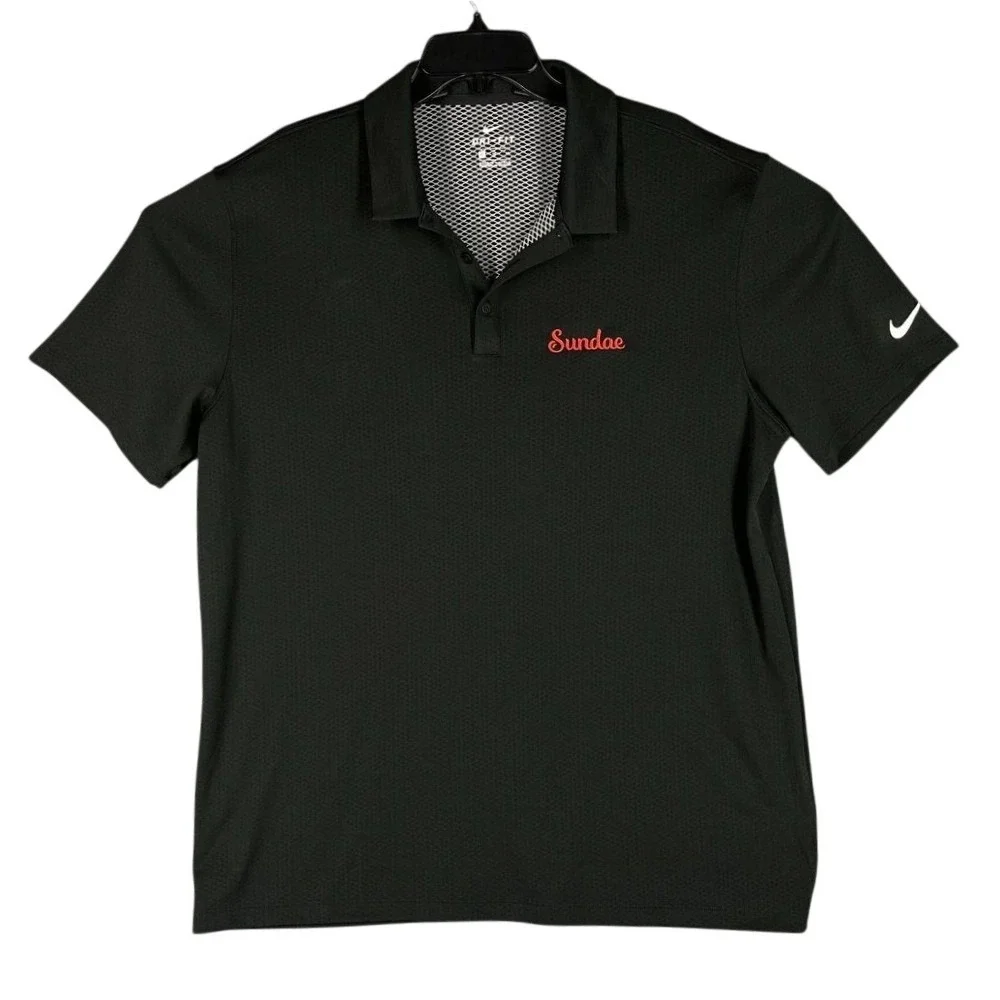 Nike Shirt Mens XL Black Polo Dry-Fit Casual Golf Rugby Clubhouse‎ Preppy